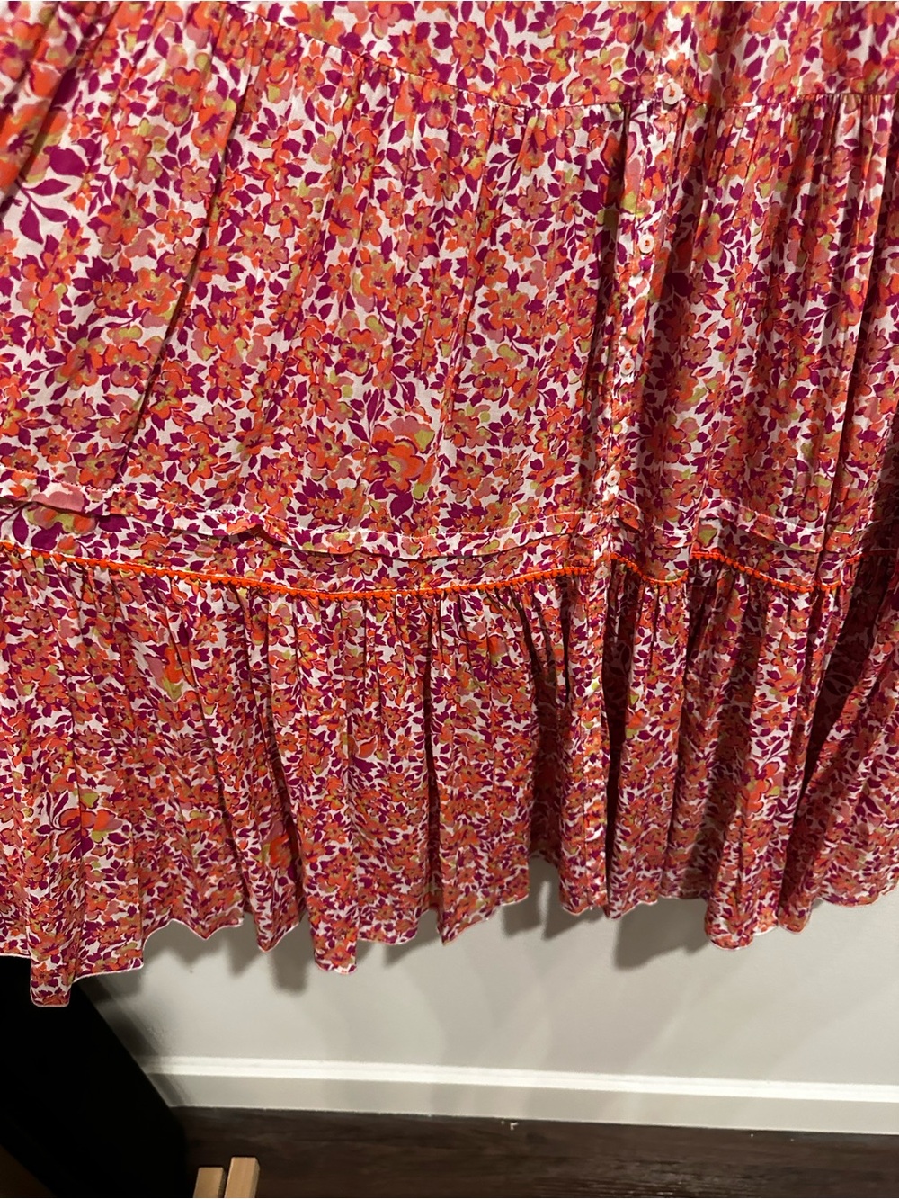 Poupette St. Barth Pink Floral Smocked Tie-Shoulder Midi Dress - Picture 8 of 11